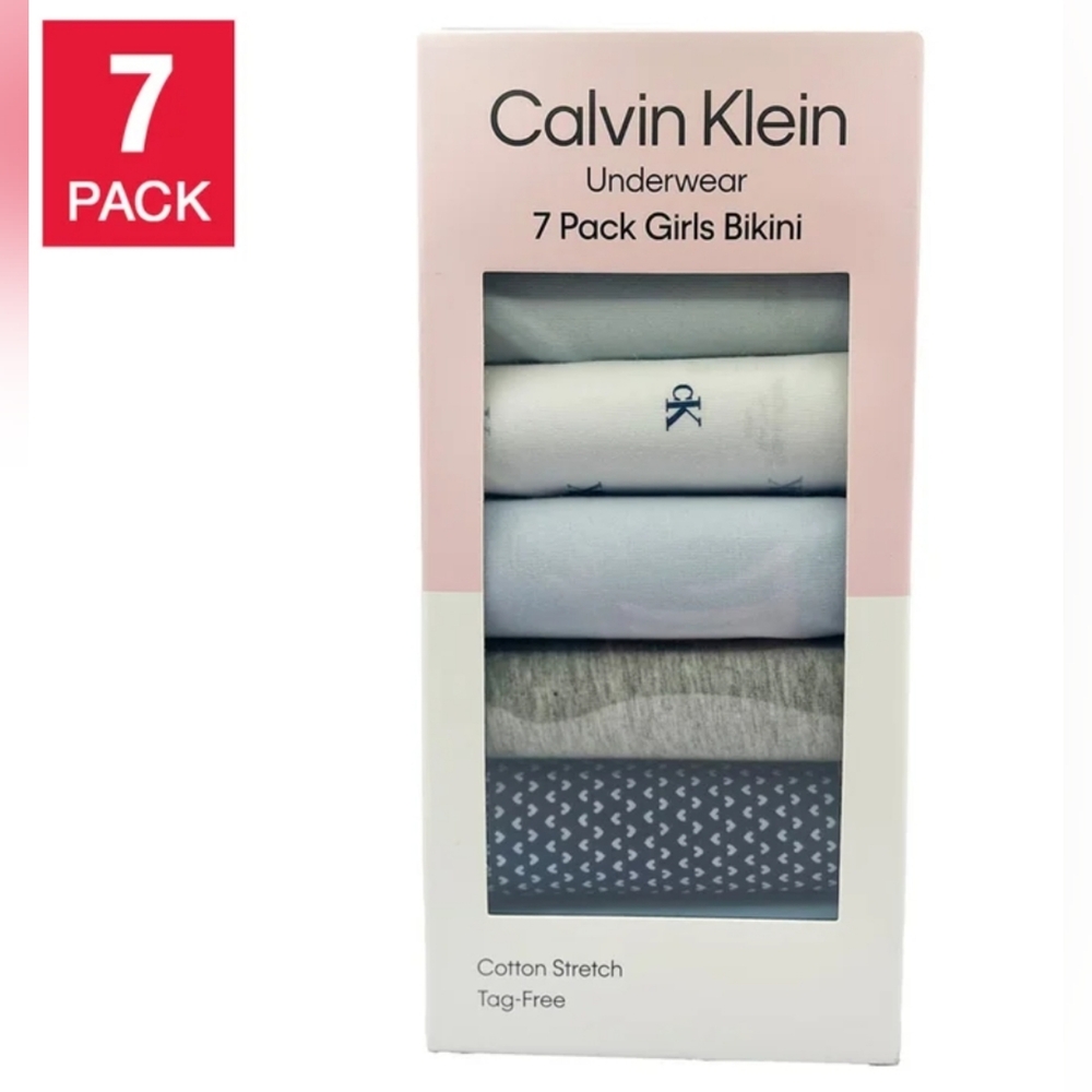 NEW! Calvin Klein 7 Pack Girls Bikini Underwear Cotton Stretch Multicolor Size S